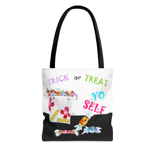 Halloween "Trick or Treat Yo Self" - Tote Bag by artist Marie Frederique