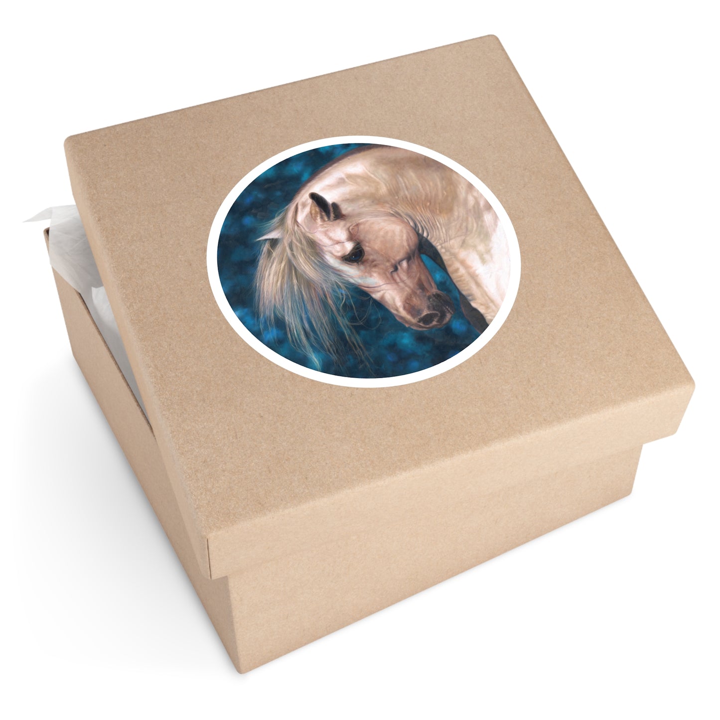 CTS Collection - Blonde and blue Horse round sticker in 5 sizes