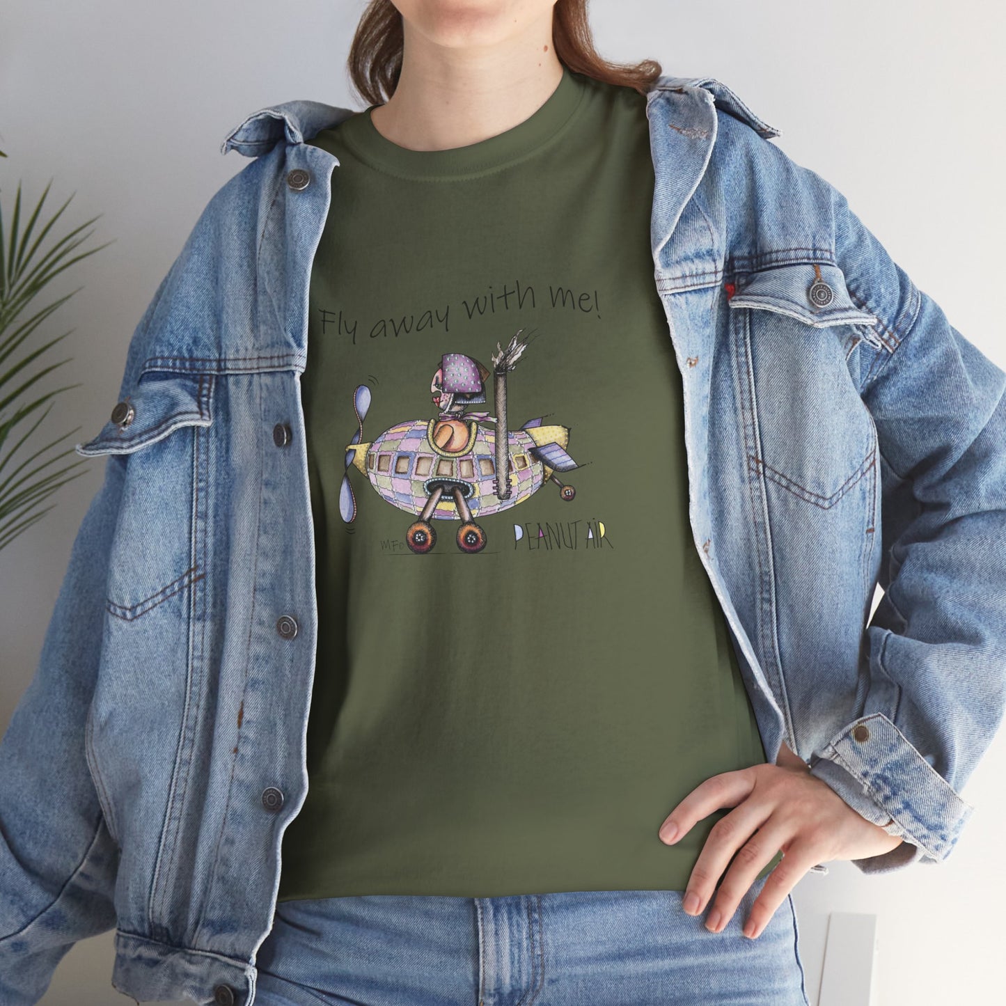 PEANUT AIR, "Fly away with me!" Unisex Heavy Cotton Tee by artist Marie Frederique (S - 5XL)