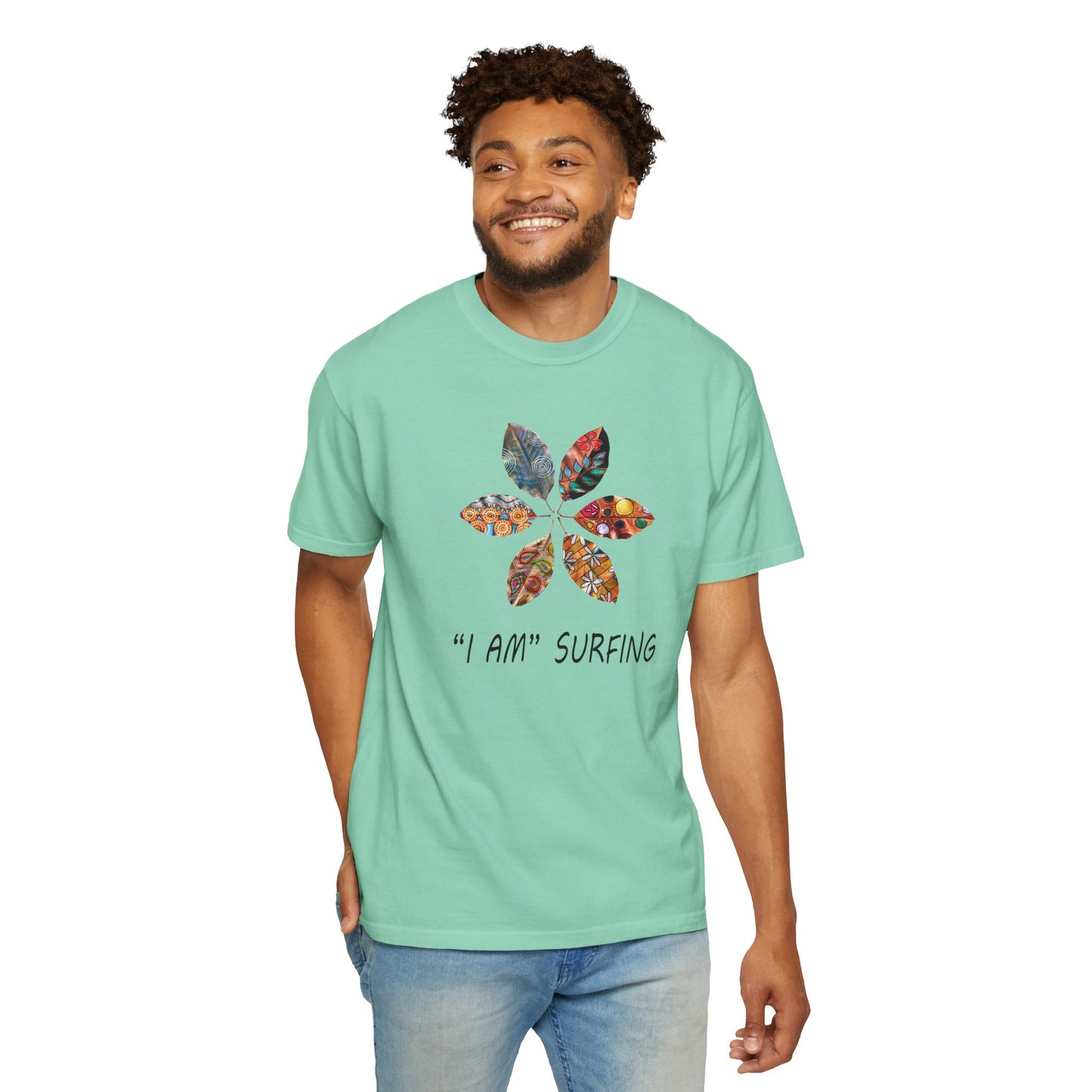 Leaf Wheel Unisex Surfing T-shirt by artist Marie Frederique