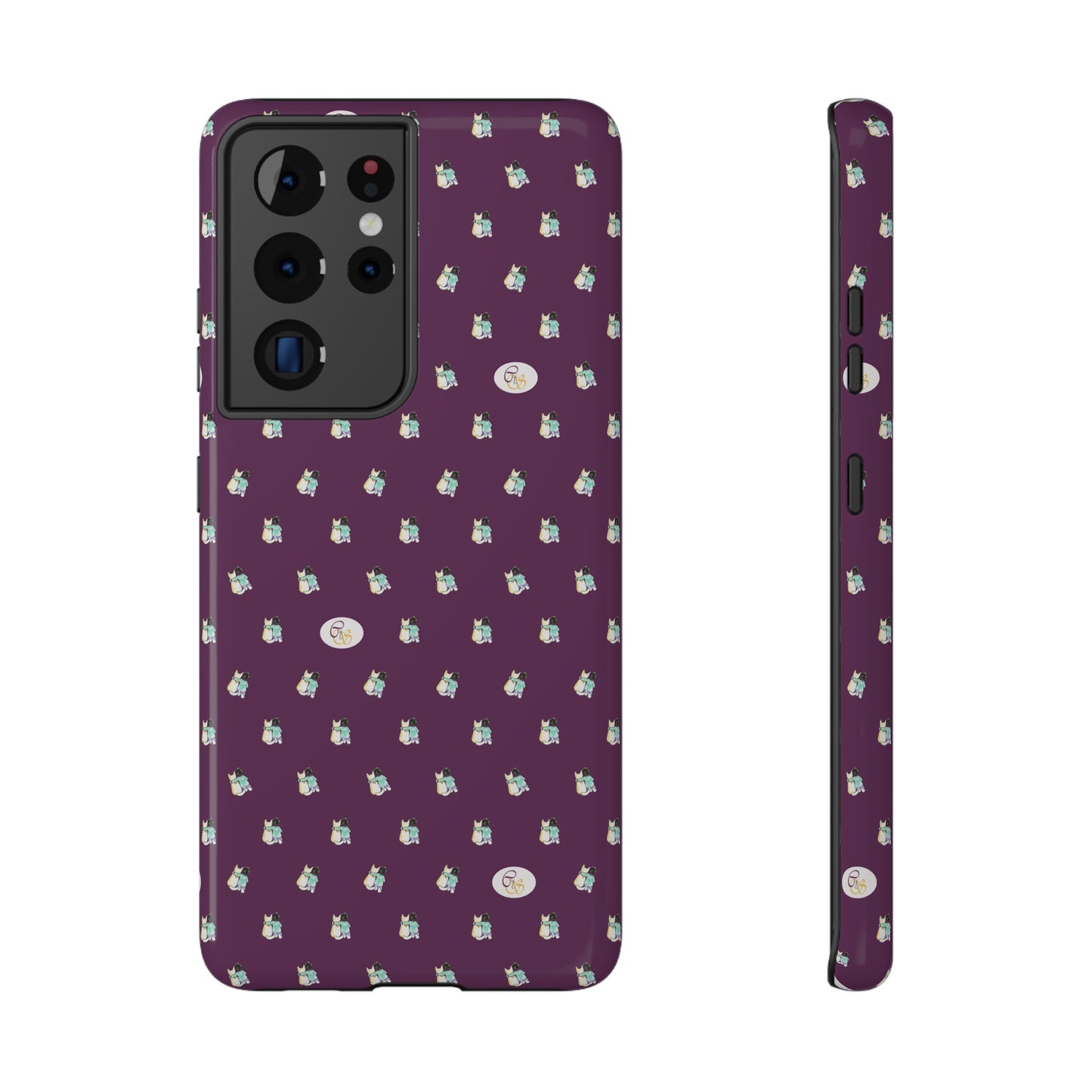 CTS Purple - repeat pattern boy and dog, Impact-Resistant Phone Cases by artist Marie Frederique