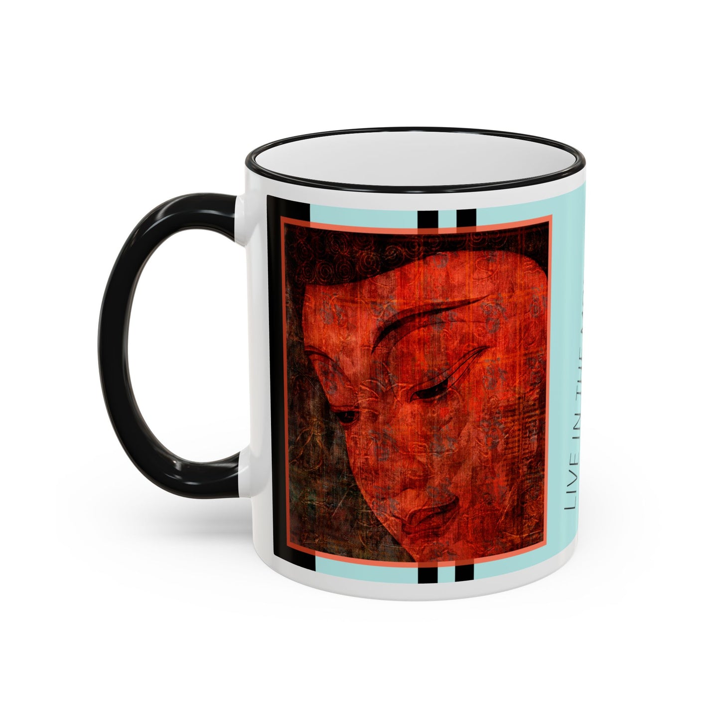 Mindfulness Accent Rim Mug — Zen Ceramic Coffee Cup (11oz, 15oz) by artist Marie Frederique