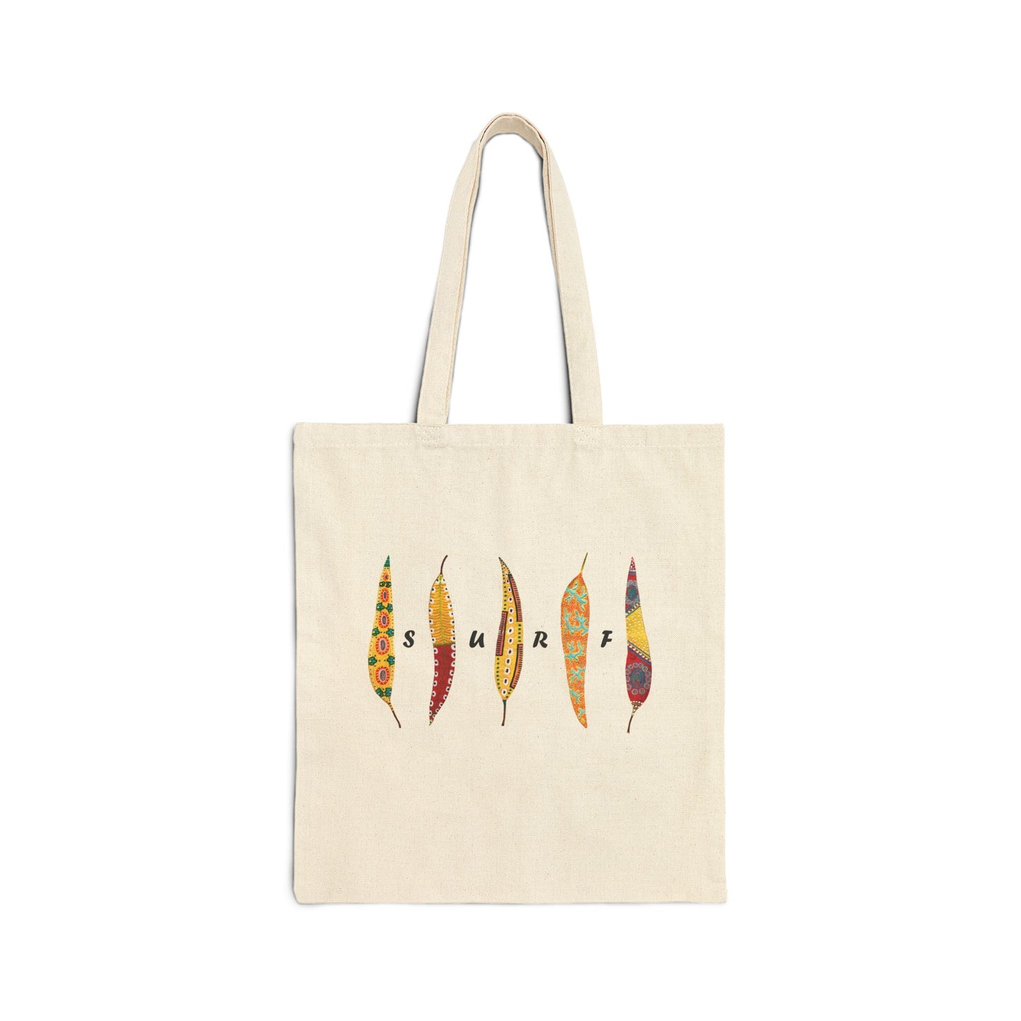 SURF painted leaves - Cotton Canvas Tote Bag by artist Marie Frederique