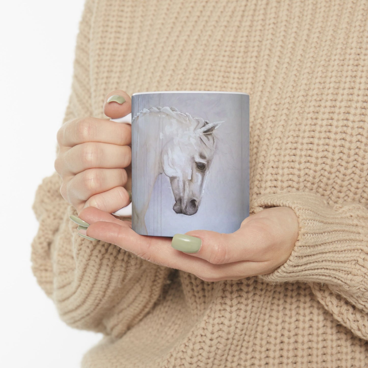 CTS White horse 1, Ceramic Mug, 11oz by Artist Marie Frederique