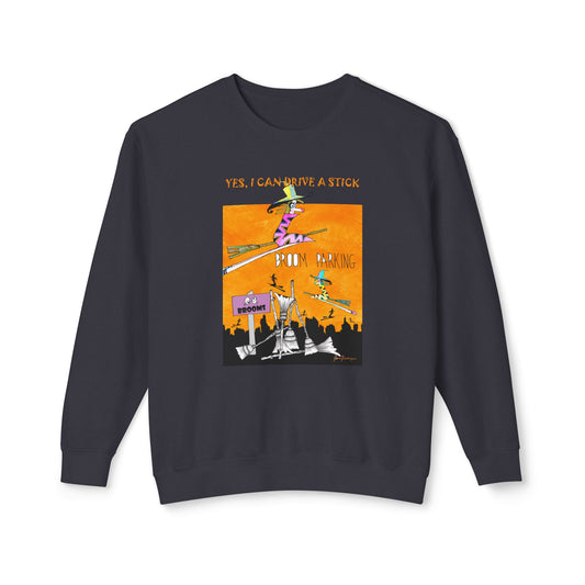 Funny Witch Sweatshirt, YES, I CAN DRIVE A STICK - Unisex 100% Cotton by artist Marie Frederique