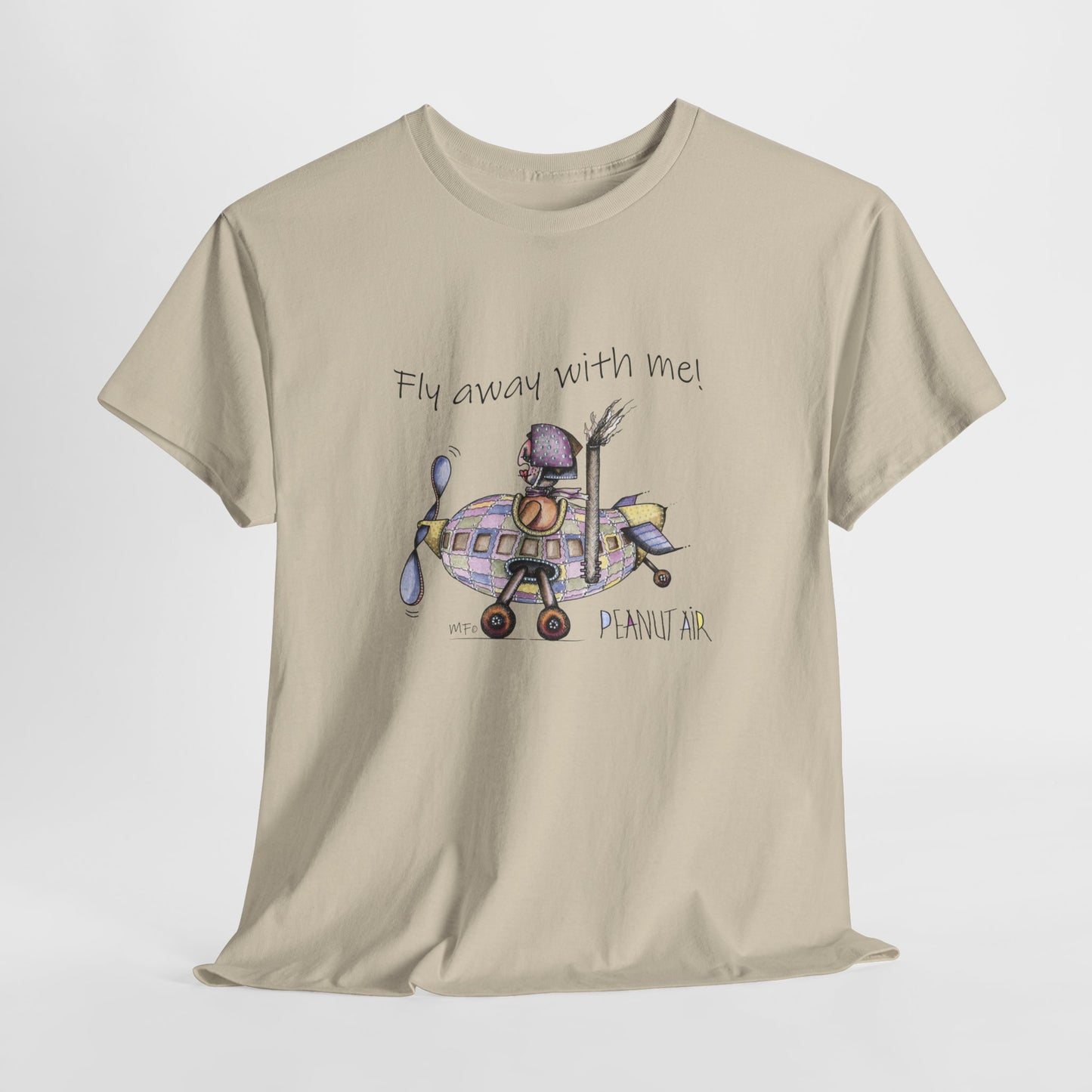 PEANUT AIR, "Fly away with me!" Unisex Heavy Cotton Tee by artist Marie Frederique (S - 5XL)