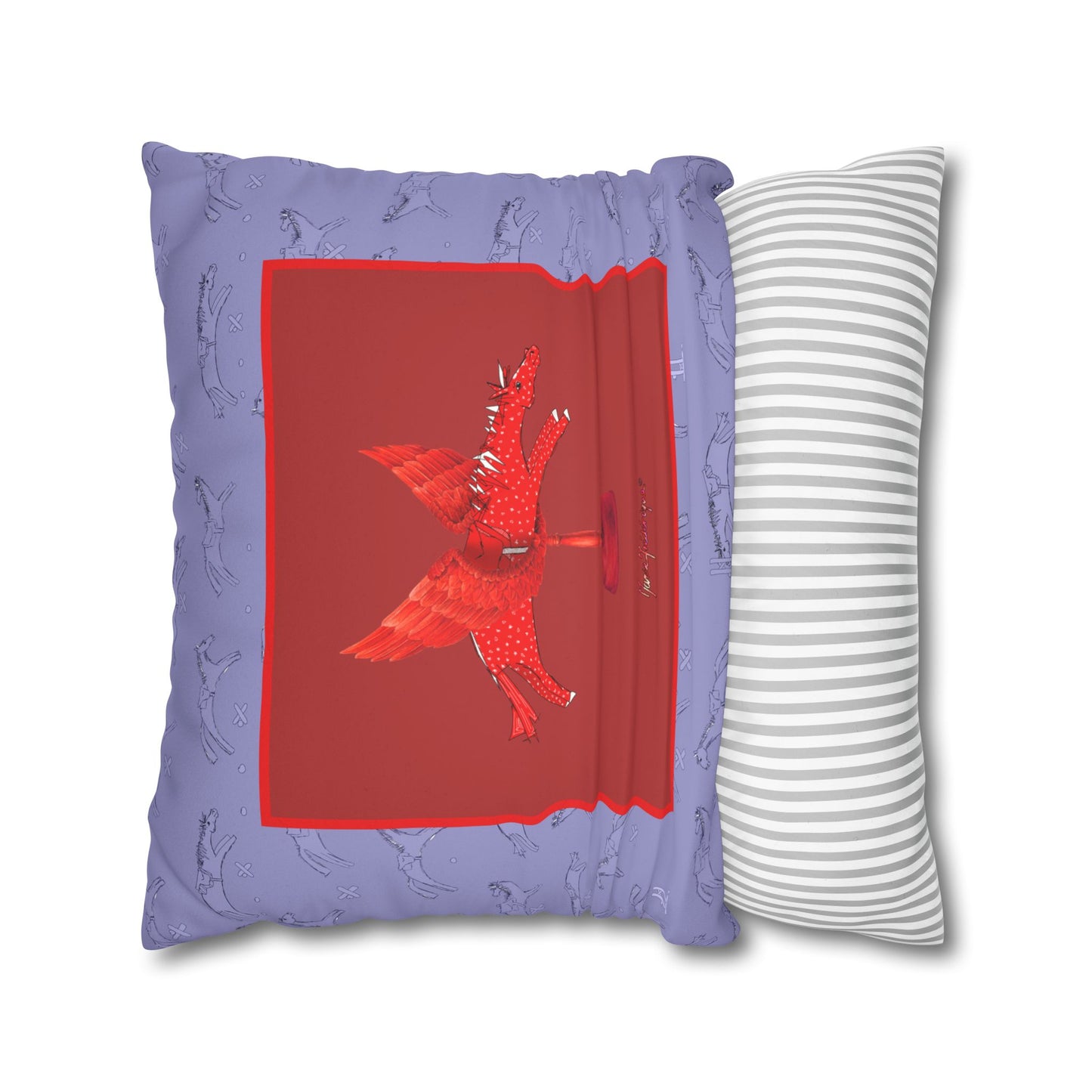 Chestnut horse Faux Suede Pillowcase — Whimsical Animal Decorative Cushion Cover by artist Marie Frederique