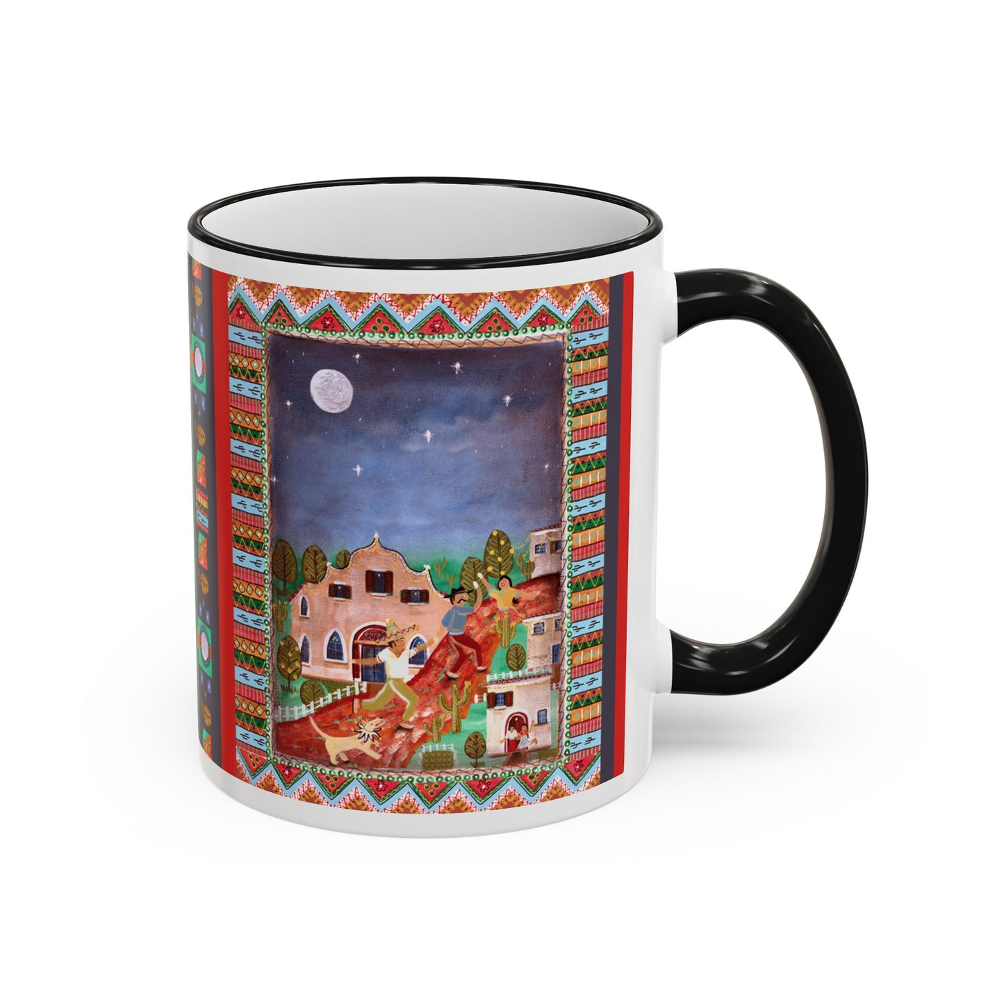 Colorful Southwestern Desert Illustration — 11oz/15oz Ceramic Coffee Cup by artist Marie Frederique