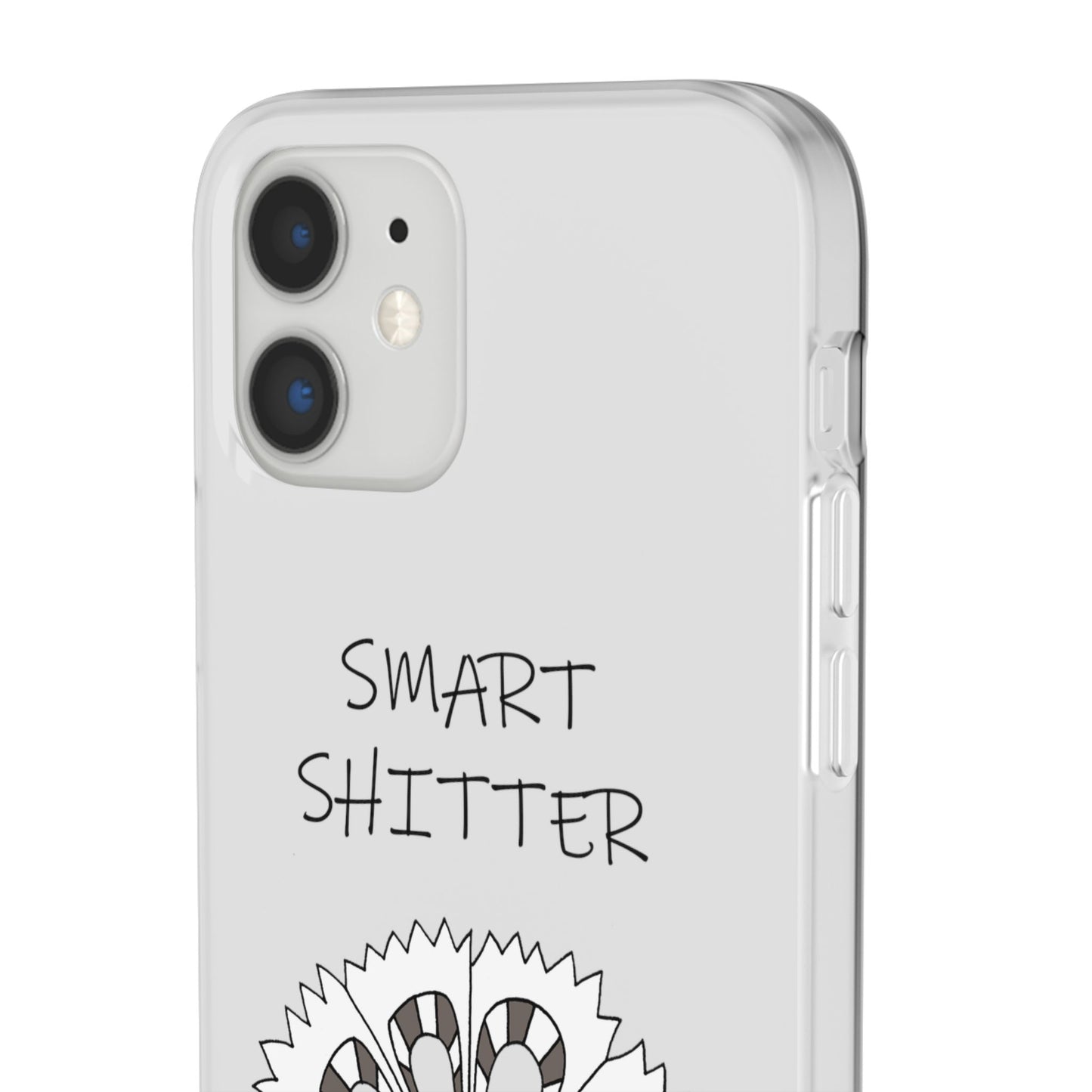 SMART SHITTER, with a Mandala Flower in black and white, Adult Humor phone case - Flexi Cases by artist Marie Frederique