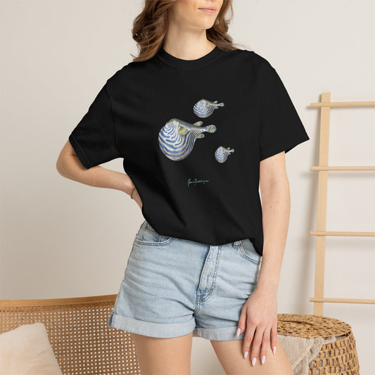 Blowfish Trio Graphic T-Shirt — Nautical Beach Vibes by artist Marie Frederique
