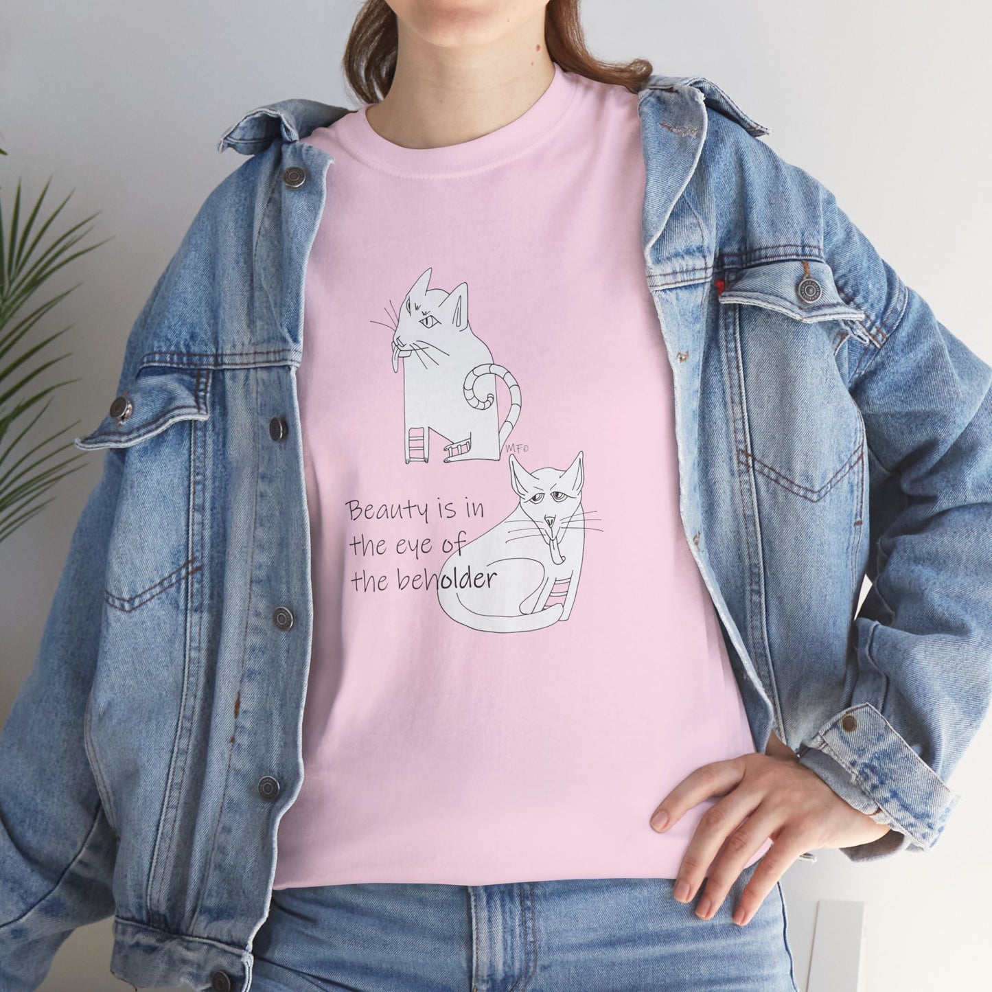 Cat Lovers, "Beauty is in the eye of the beholder" - Unisex Heavy Cotton Tee by artist Marie Frederique