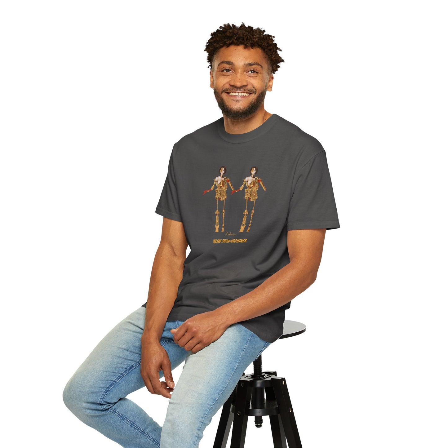Men and their machines, Robot T-Shirt — by artist Marie Frederique