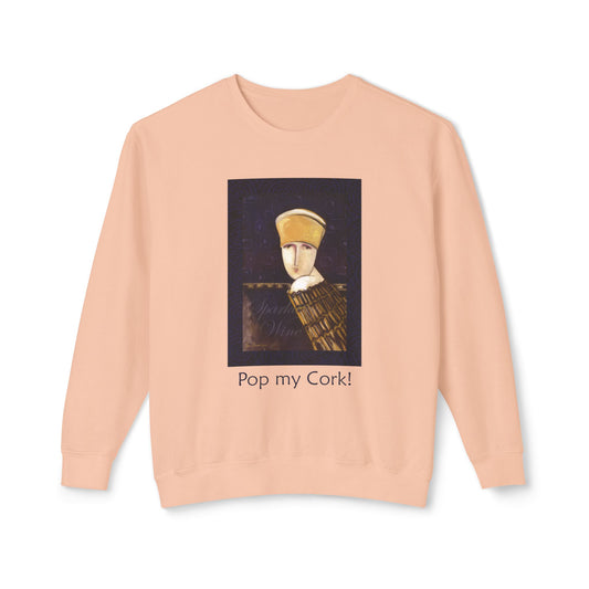 Champagne Bottle Lightweight Sweatshirt - Pop My Cork Celebration Apparel by artist Marie Frederique