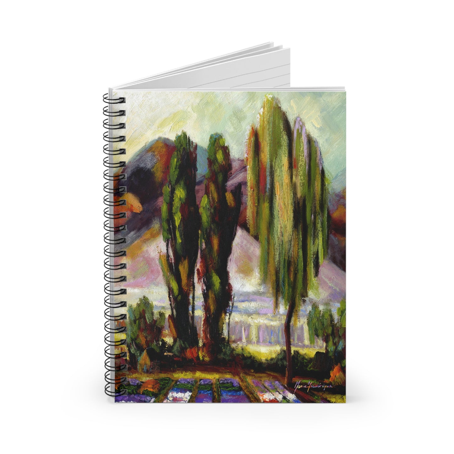 Eucalyptus trees landscape Spiral Notebook - Ruled Line by Artist Marie Frederique