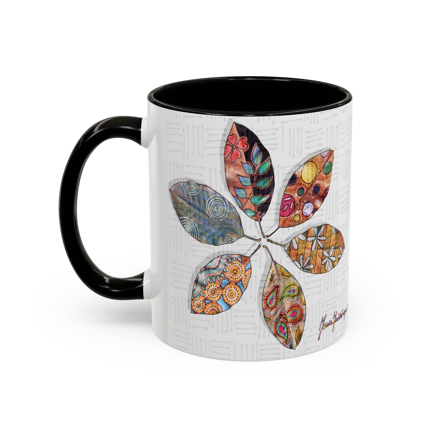 Painted Leaves Mug by Artist Marie Frederique