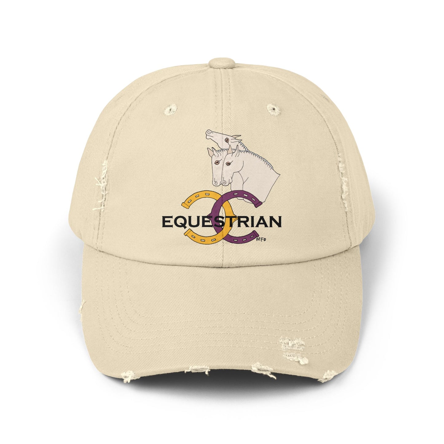 EQUESTRIAN CTS, Unisex Distressed Cap in 3 colors by artist Marie Frederique