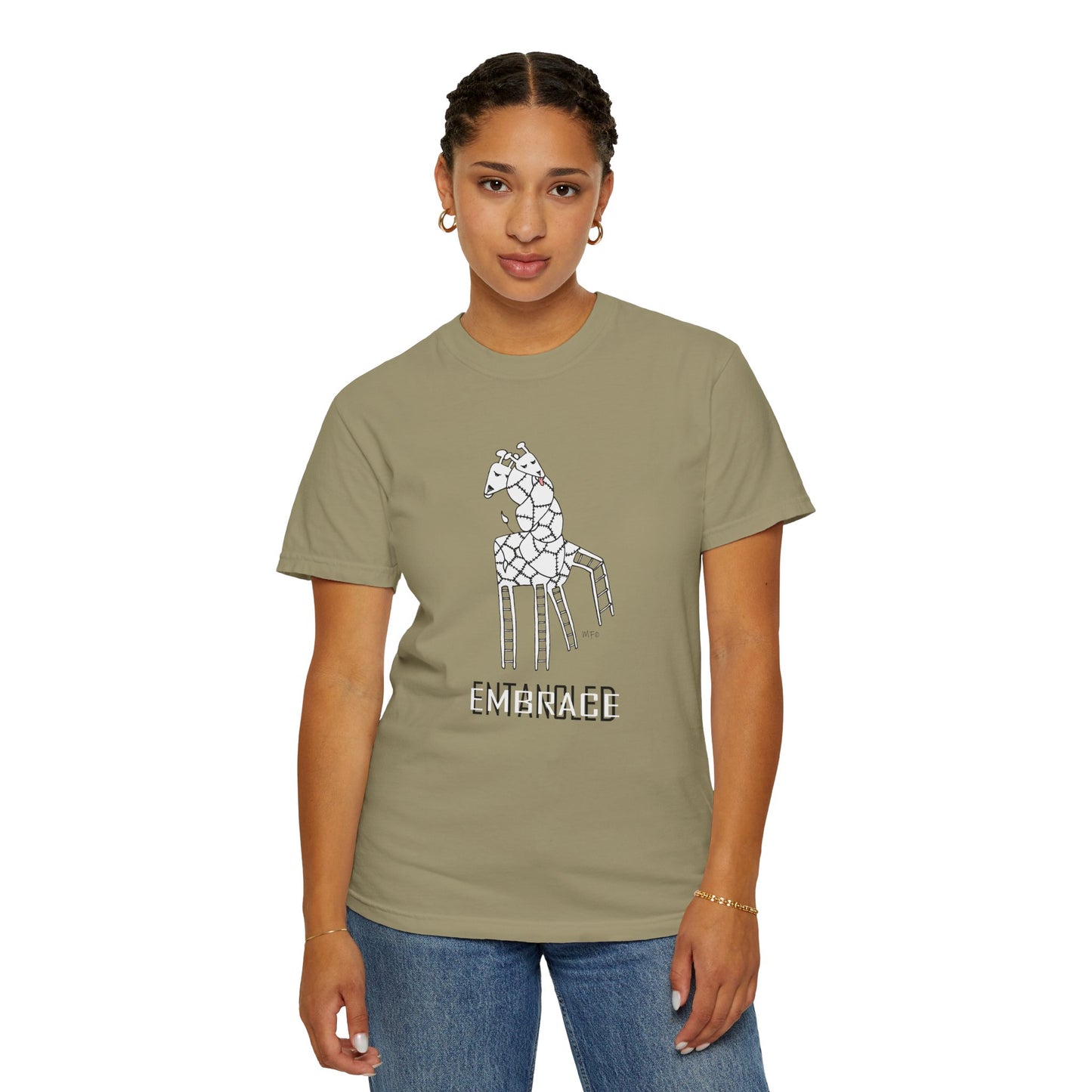Entangled Embrace Giraffe T-shirt by artist Marie Frederique