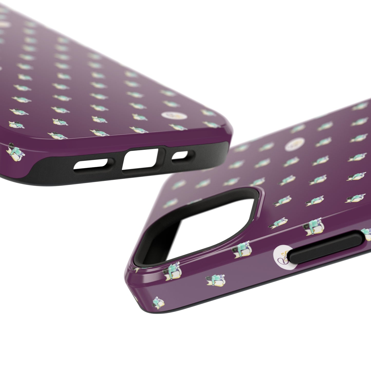 CTS Purple - repeat pattern boy and dog, Impact-Resistant Phone Cases by artist Marie Frederique