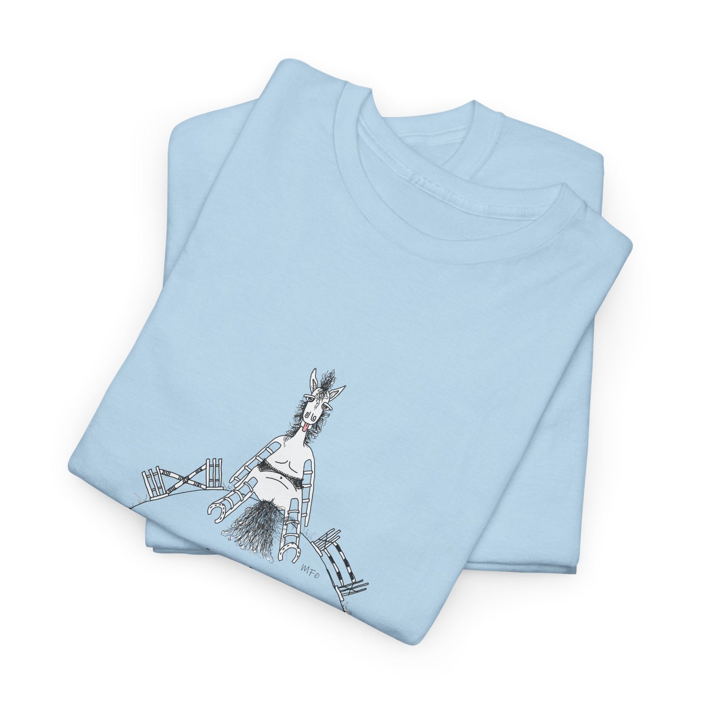 Horseshoeing humor, Unisex Heavy Cotton Tee - 'No More Shoes!' Graphic Tee with American Flag, Danny Arrand