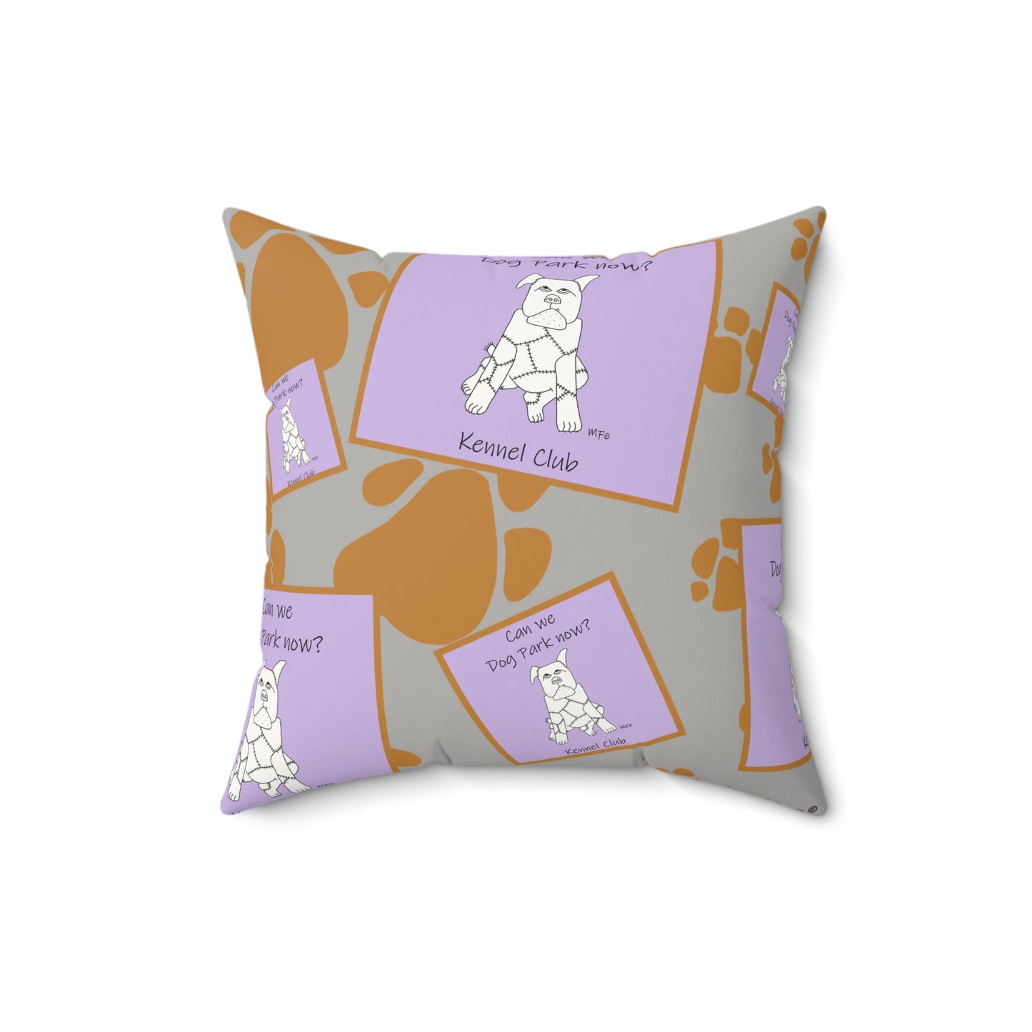 Dog Park, Faux Suede Pillow - Perfect for Dog Owners by artist Marie Frederique