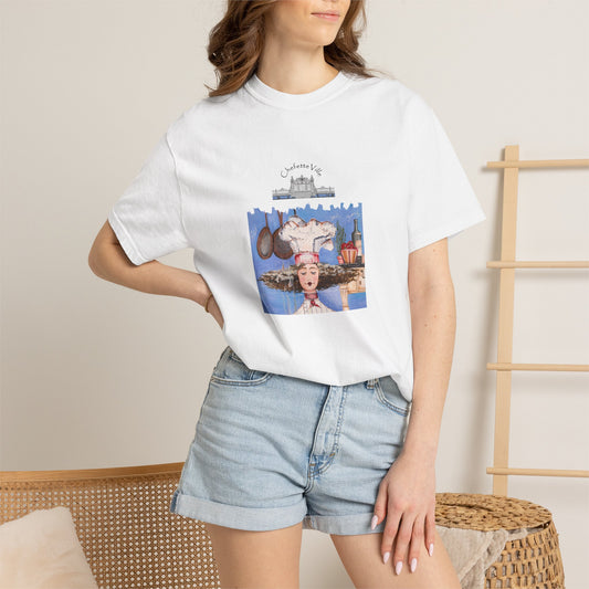 Crepes Suzette, French Collage T-Shirt - Chefetteville ‘La Petite Vie’ Artistic Graphic Tee by artist Marie Frederique