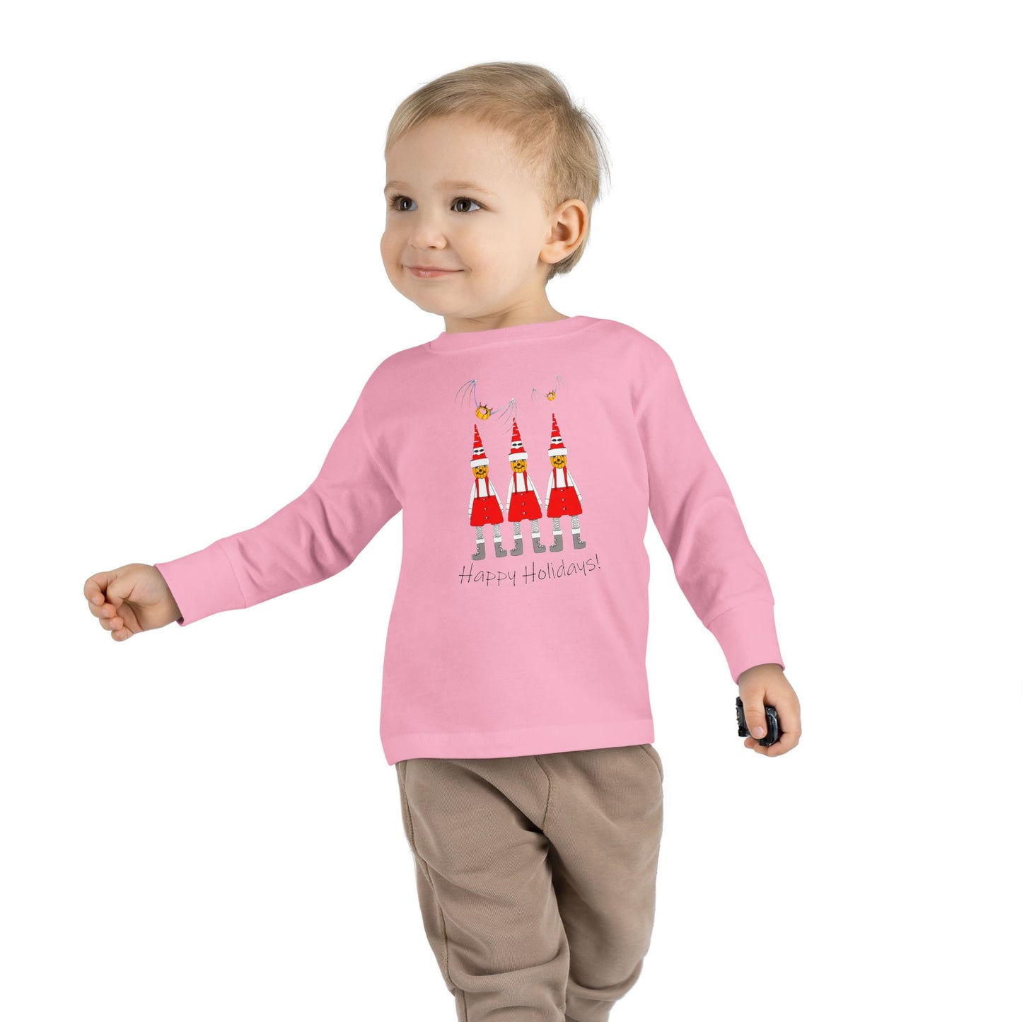 Holiday Pumpkin Santas - Toddler Long Sleeve Tee by artist Marie Frederique