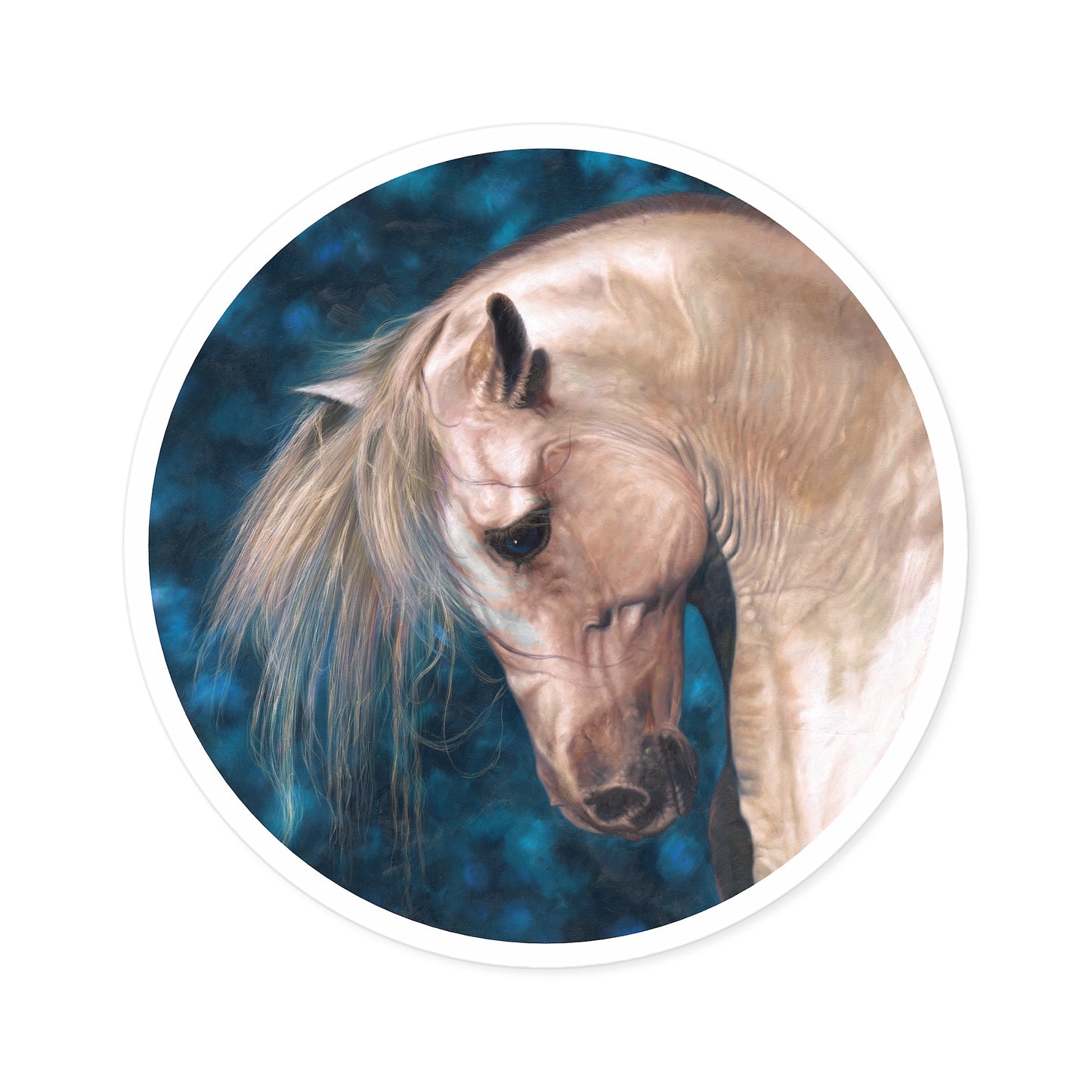 CTS Collection - Blonde and blue Horse round sticker in 5 sizes