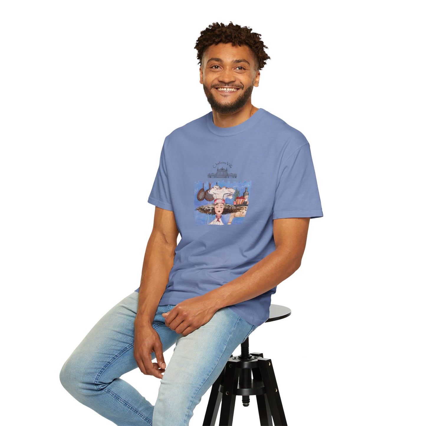Crepes Suzette, French Collage T-Shirt - Chefetteville ‘La Petite Vie’ Artistic Graphic Tee by artist Marie Frederique