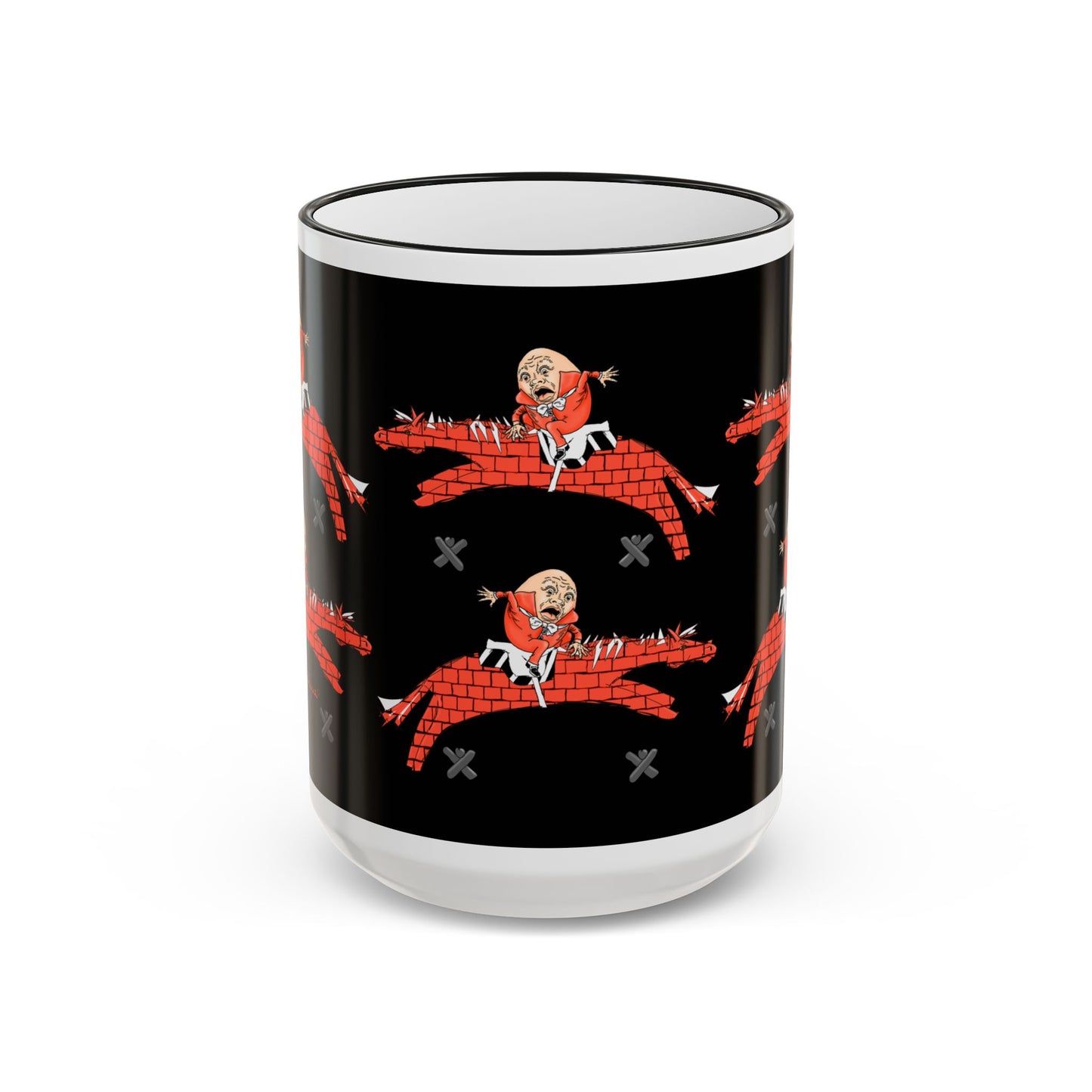 Humpty Rider Ceramic Accent Rim Mug (11oz & 15oz) — Gothic horse-riding Coffee Cup by artist Marie Frederique