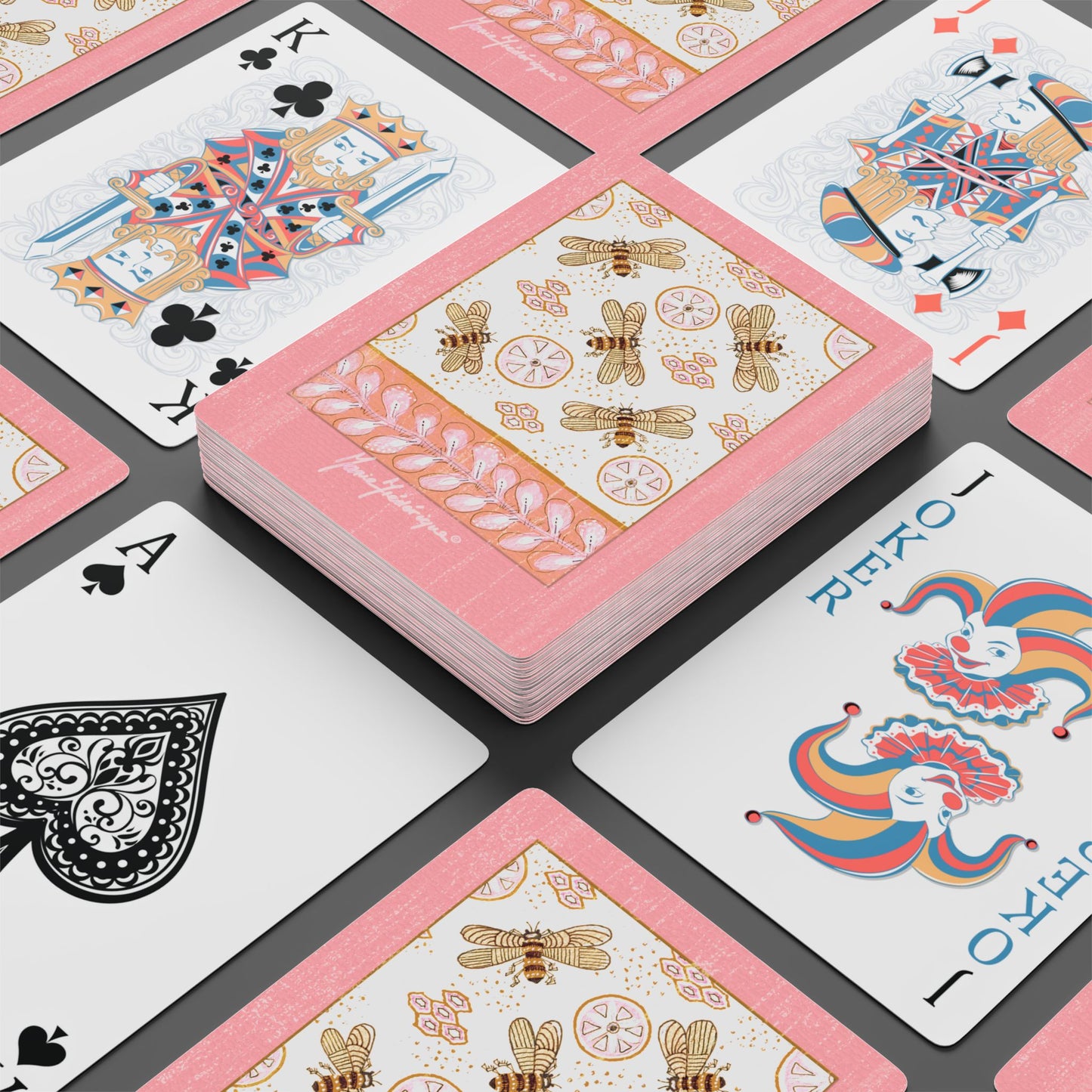 Honey Bee Antiqued Elegant Bridge/Poker Playing Cards Set - Unique Designs for Game Nights by artist Marie Frederique