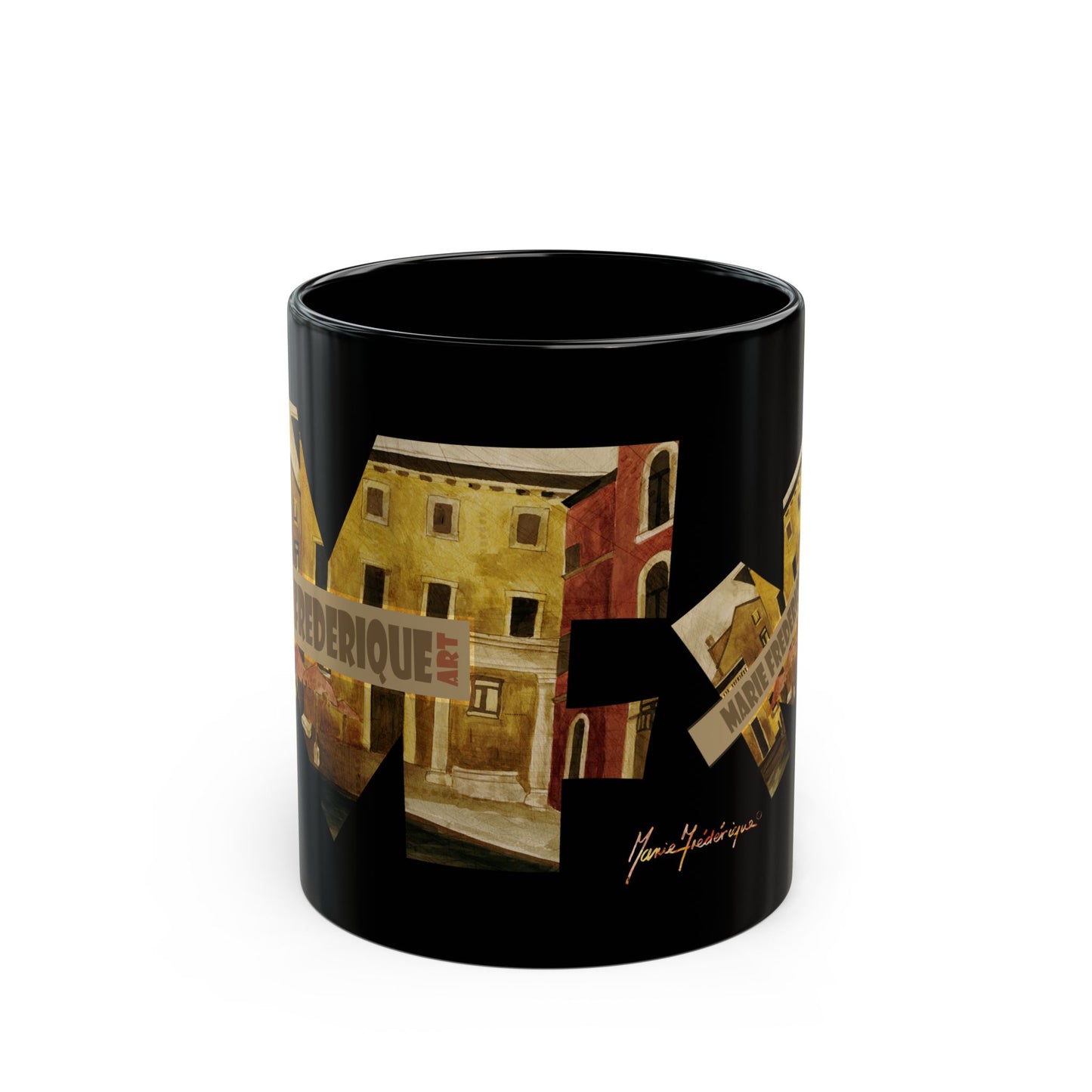 MF ART, Italian Celebration - Black Mug (11oz, 15oz) by artist Marie Frederique