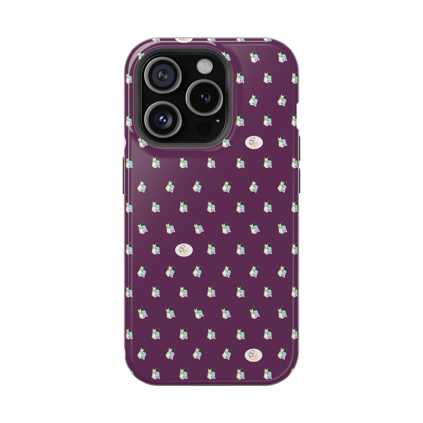 CTS Purple - repeat pattern boy and dog, Impact-Resistant Phone Cases by artist Marie Frederique