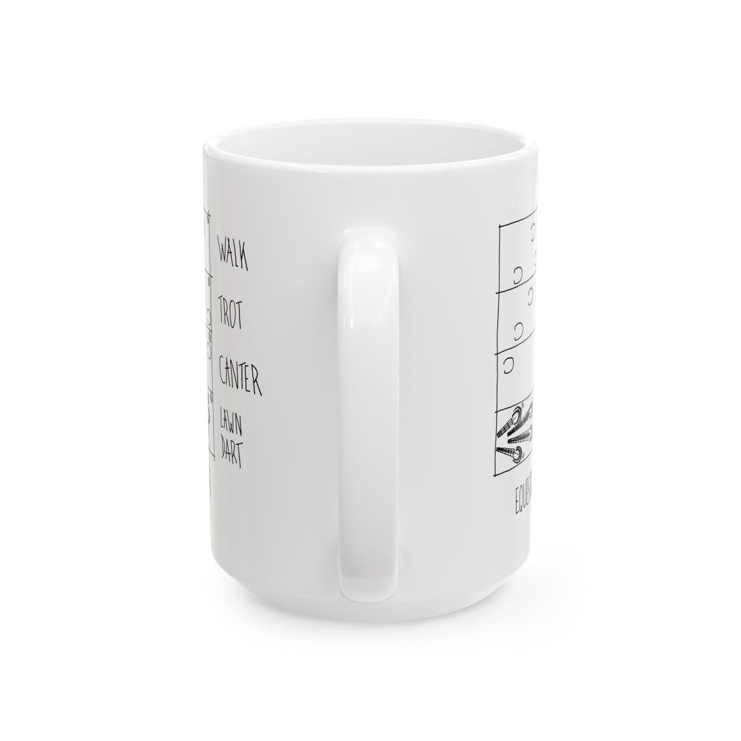 CTS Lawndart, Equestrian Gaits humor - Ceramic Mug, (11oz, 15oz) by artist Marie Frederique