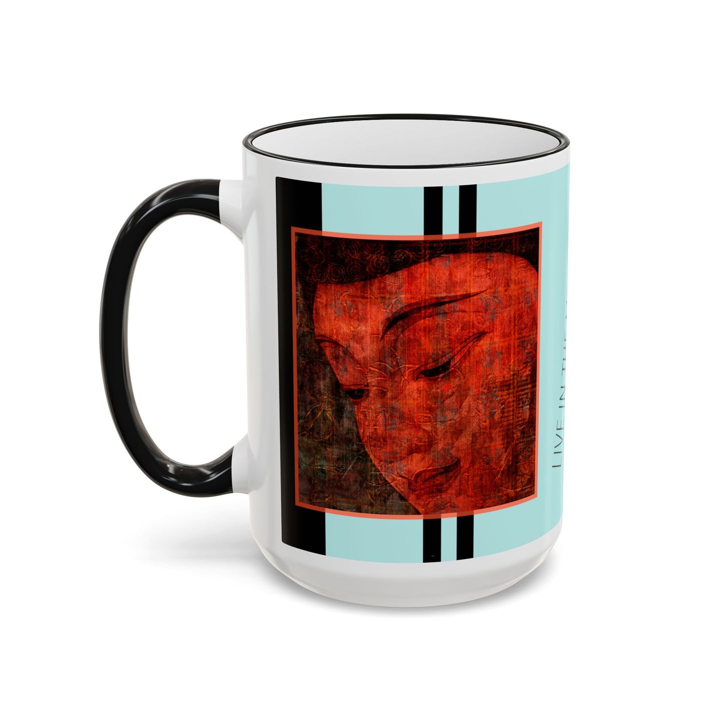 Mindfulness Accent Rim Mug — Zen Ceramic Coffee Cup (11oz, 15oz) by artist Marie Frederique