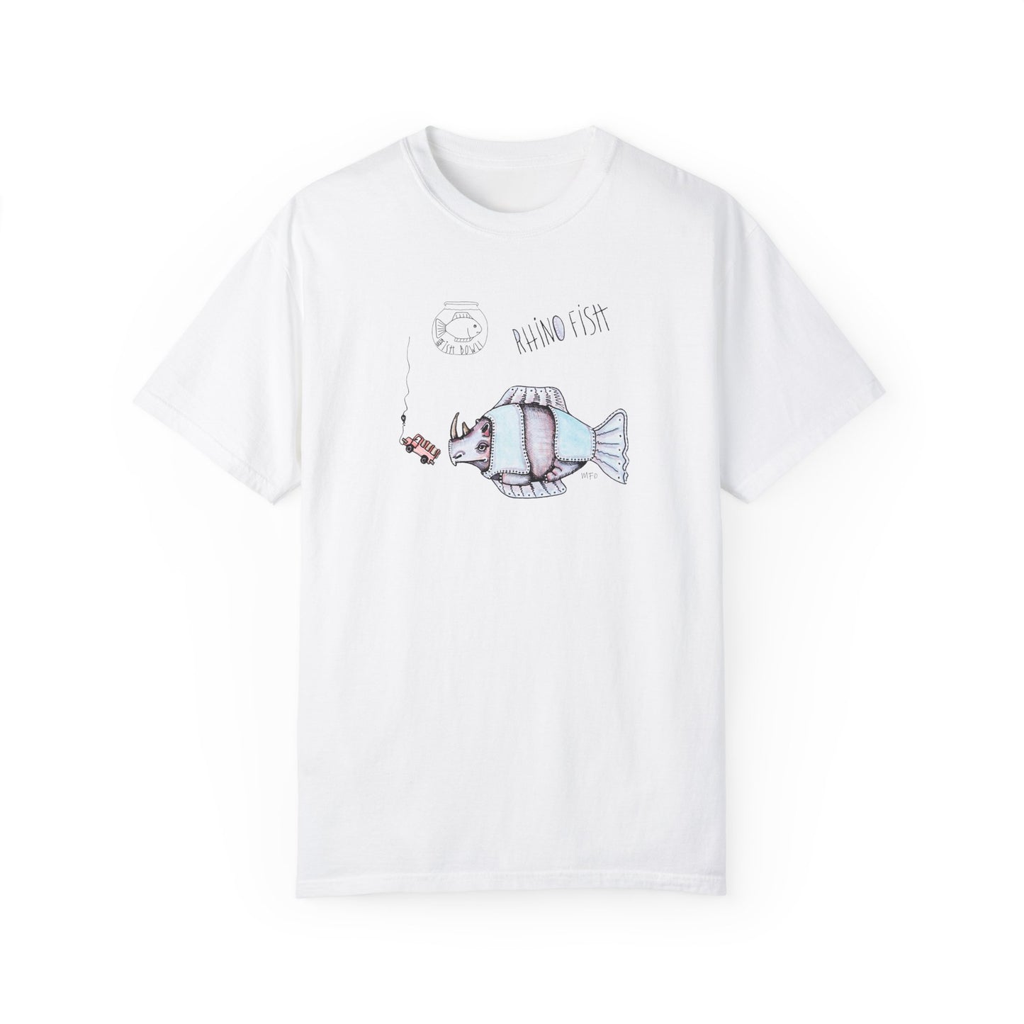 FISHBOWL, Rhino Fish - Unisex Garment-Dyed T-shirt by artist Marie Frederique