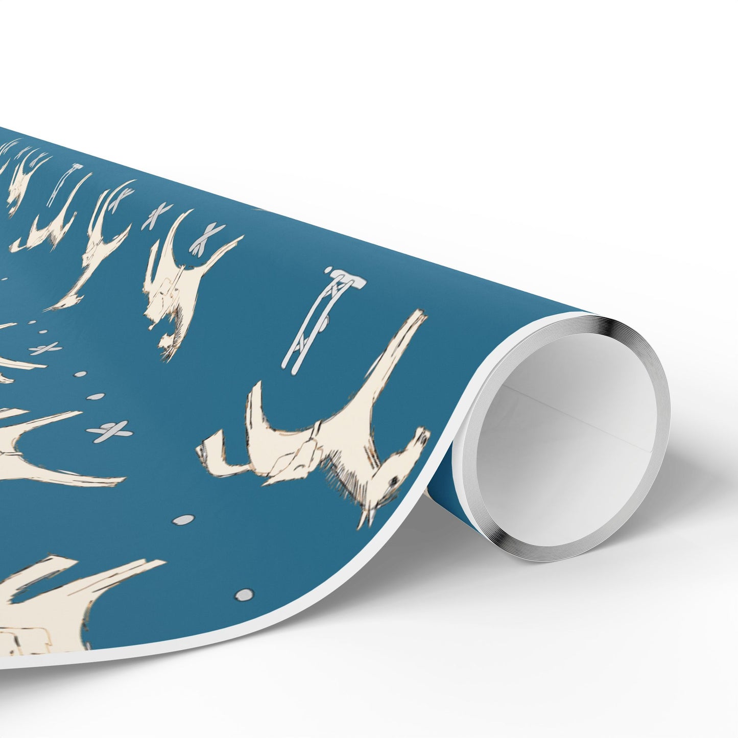 Horse jumping Blue Wrapping Paper Roll – Equestrian Gift Wrap by artist Marie Frederique