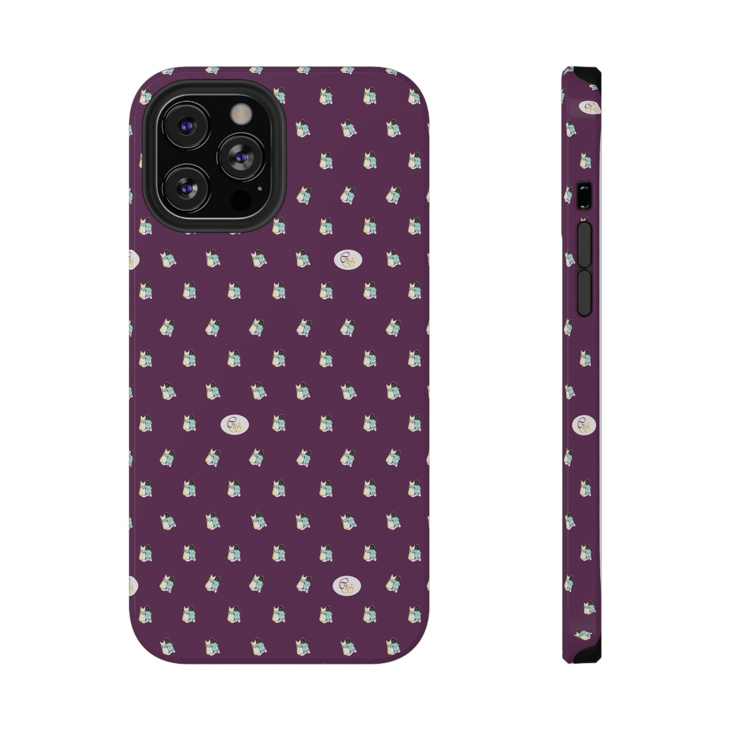 CTS Purple - repeat pattern boy and dog, Impact-Resistant Phone Cases by artist Marie Frederique