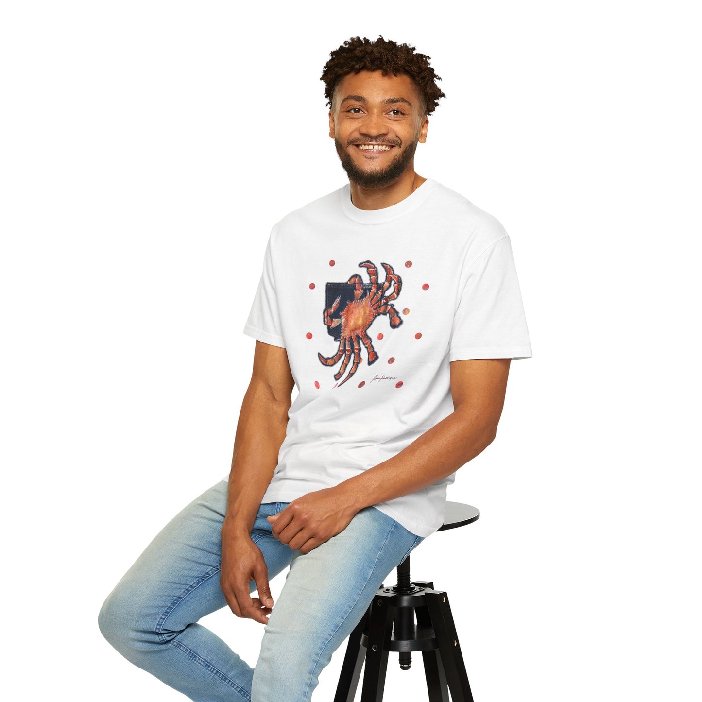 Crab Graphic T-Shirt — Retro Coastal Art by artist Marie Frederique
