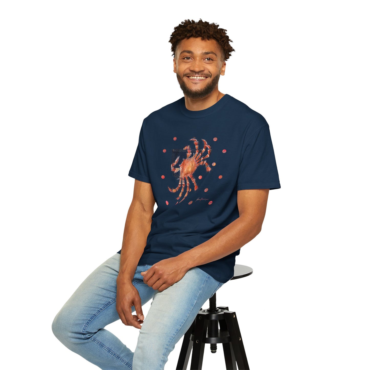Crab Graphic T-Shirt — Retro Coastal Art by artist Marie Frederique
