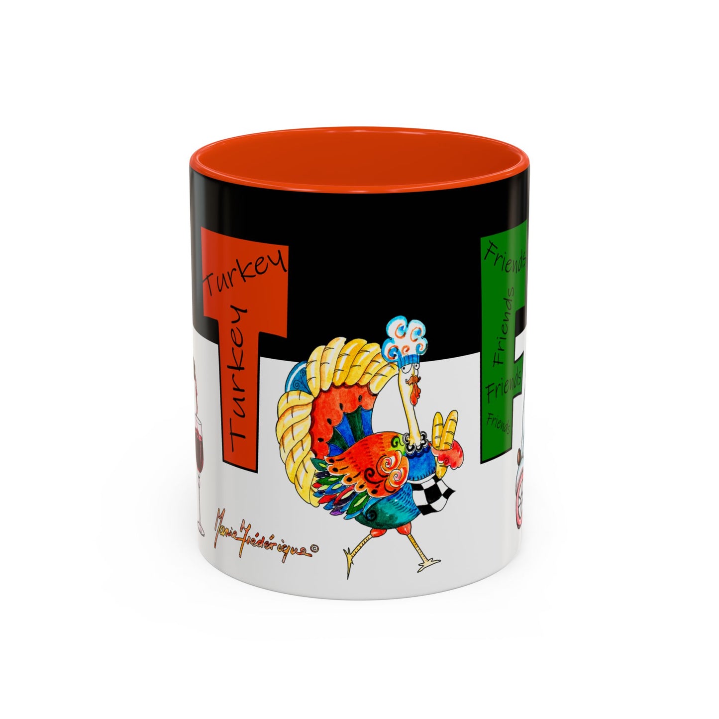 Colorful WTF Holiday Mugs by artist Marie Frederique
