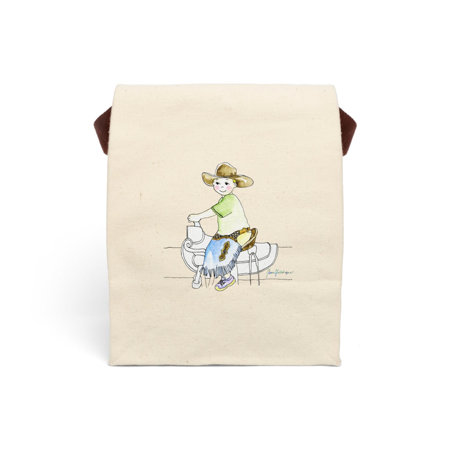 Giddy up Cowboy - Canvas Lunch Bag With Strap by Artist Marie Frederique