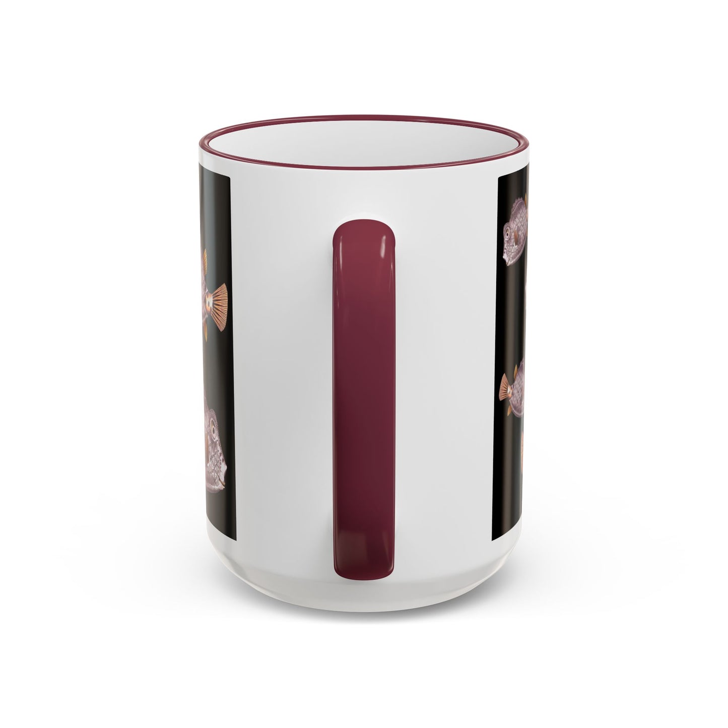 Box Fish Pattern Accent Rim Mug (11oz/15oz) by artist Marie Frederique
