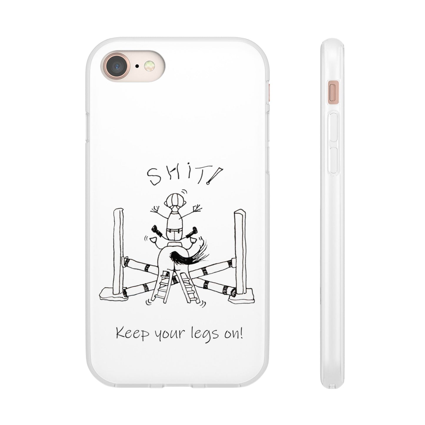 Equestrian Humor phone case - SHIT! "Keep your legs on!" Flexi Cases by artist Marie Frederique