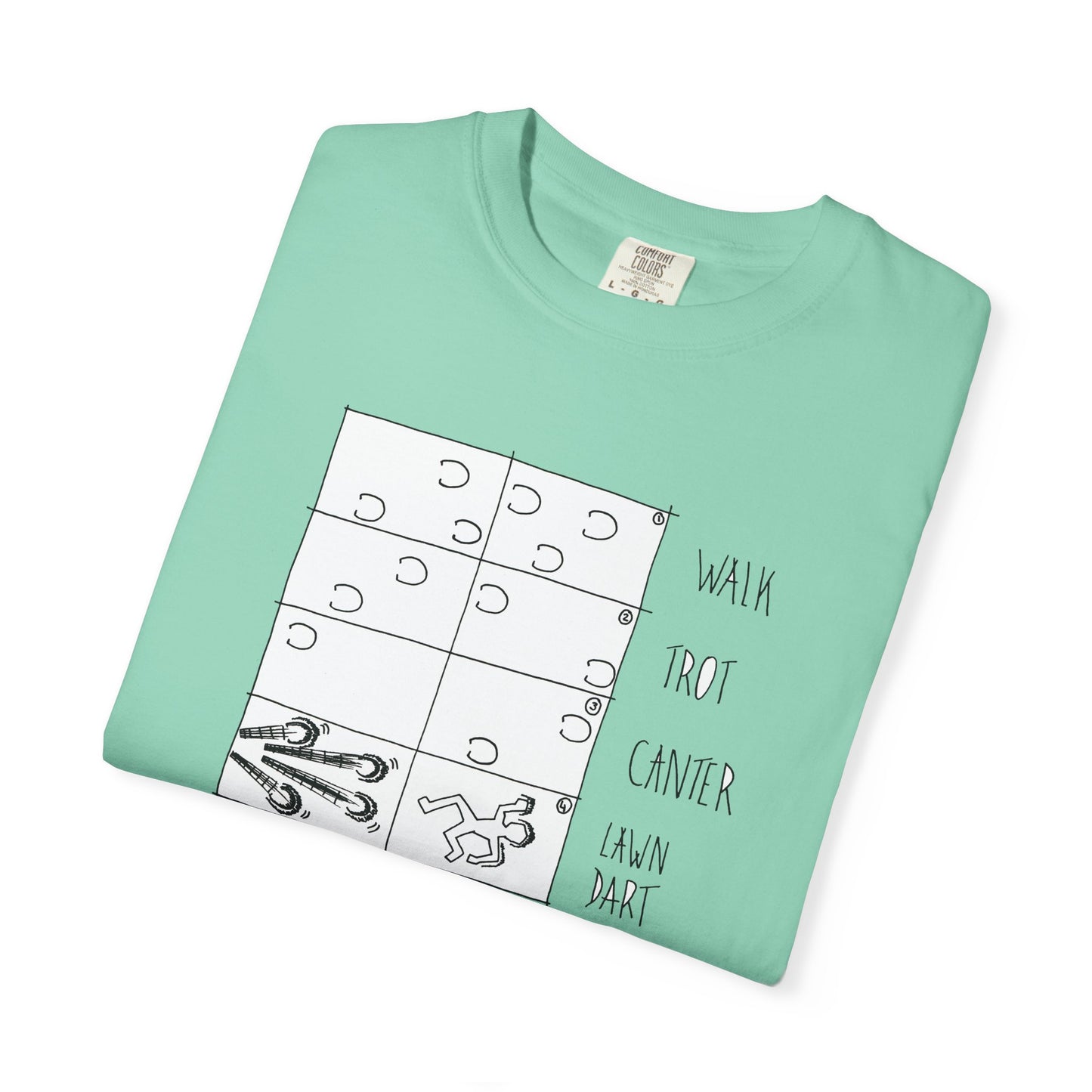 Equestrian Lawndart, Gaits Humor - Unisex Garment-Dyed T-shirt by artist Marie Frederique