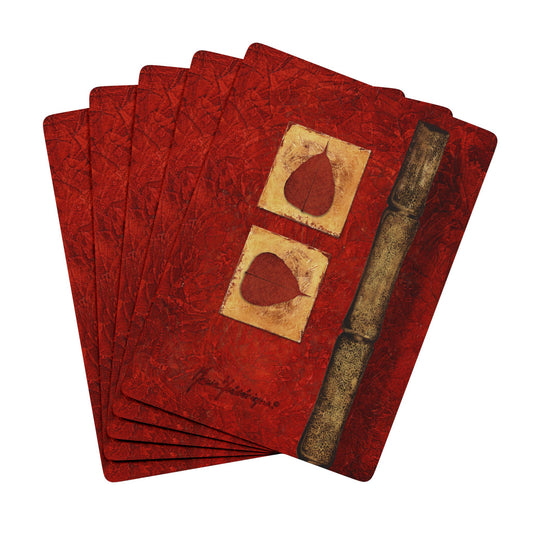 Red Bamboo, Bridge/Poker Playing Cards Set - Unique Design for Game Night by artist Marie Frederique