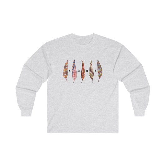 SURF with painted leaves - Unisex Ultra Cotton Long Sleeve Tee by artist Marie Frederique