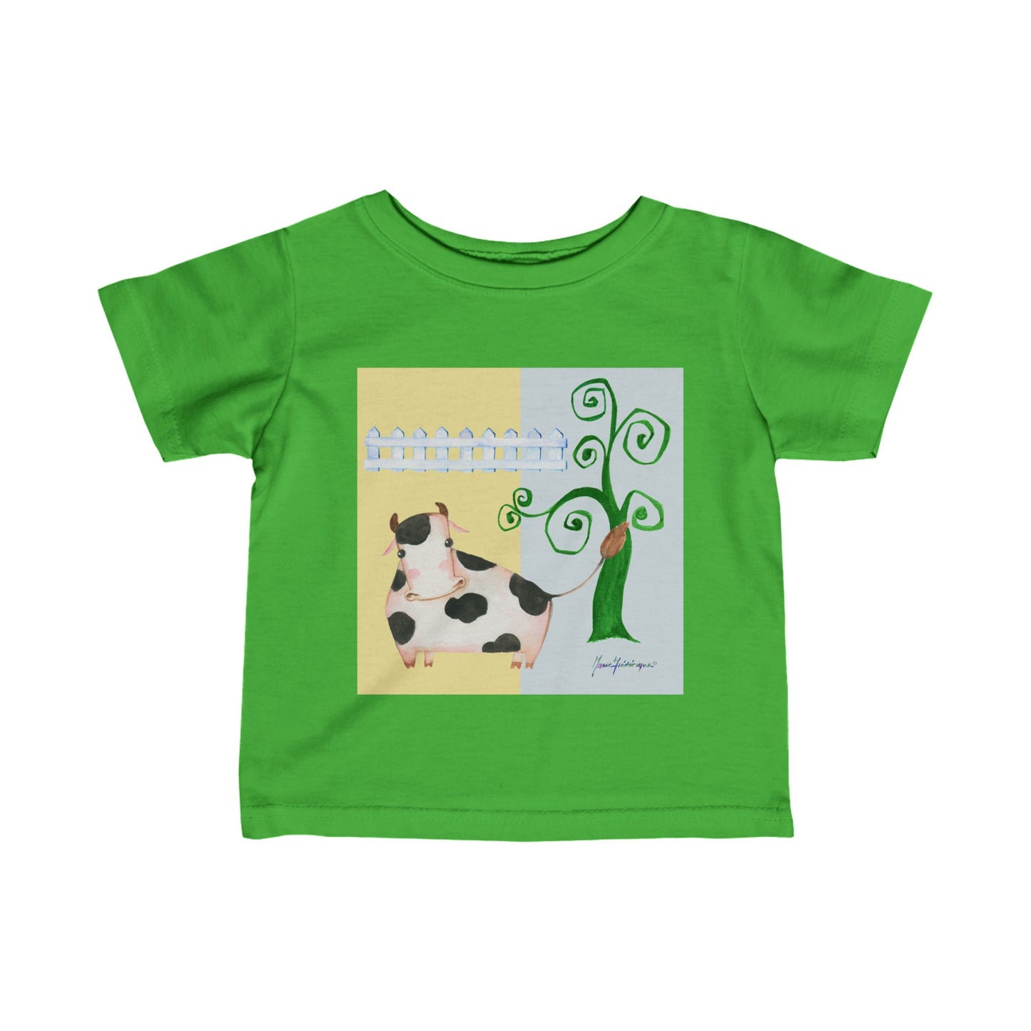 Cow in a field - Infant Fine Jersey Tee in 5 colors by Artist Marie Frederique