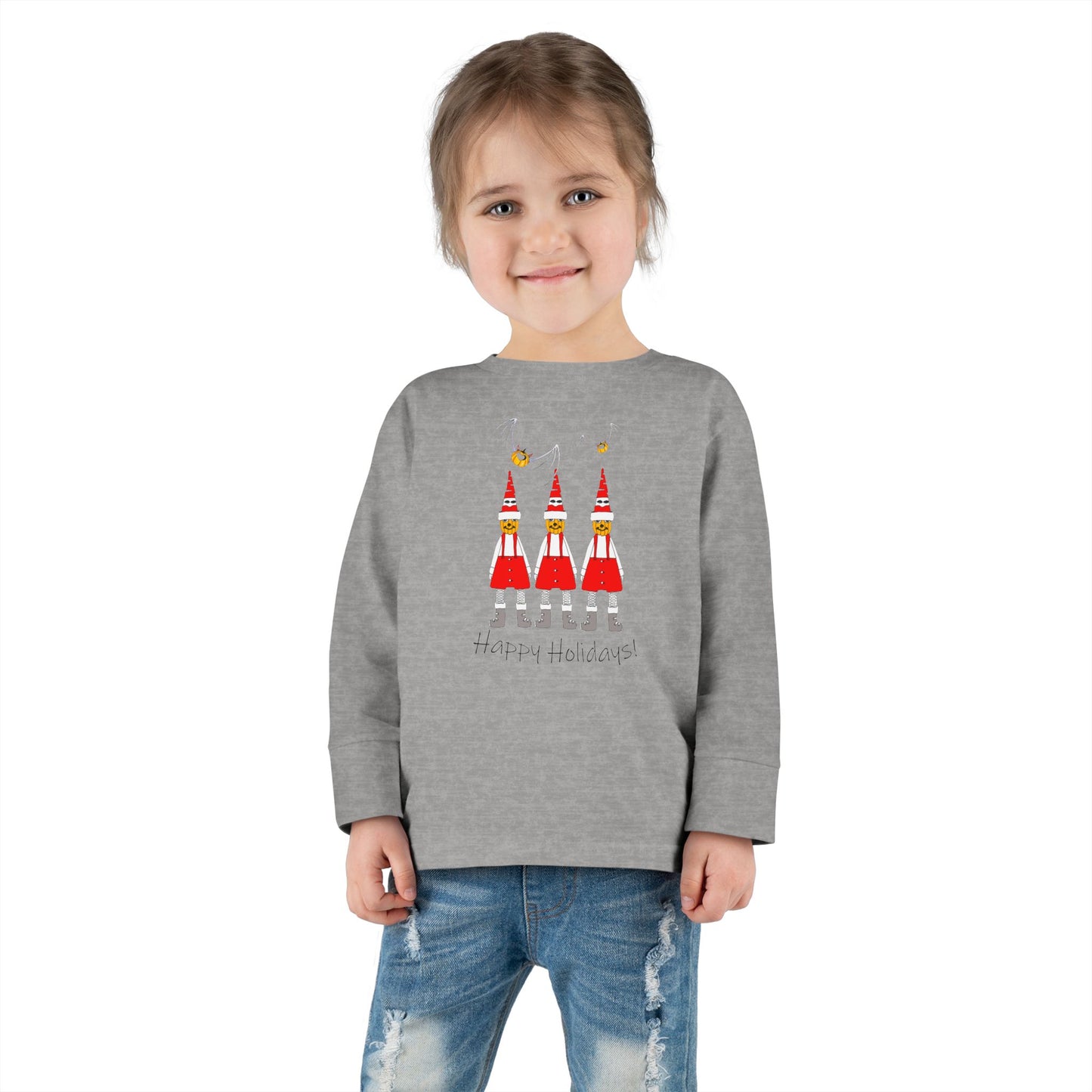 Holiday Pumpkin Santas - Toddler Long Sleeve Tee by artist Marie Frederique