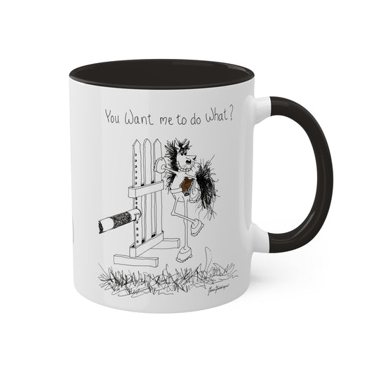 CTS - A horse's point of view, Colorful Mug in 4 colors, Black, Red, Green and Blue 11oz By Artist Marie Frederique