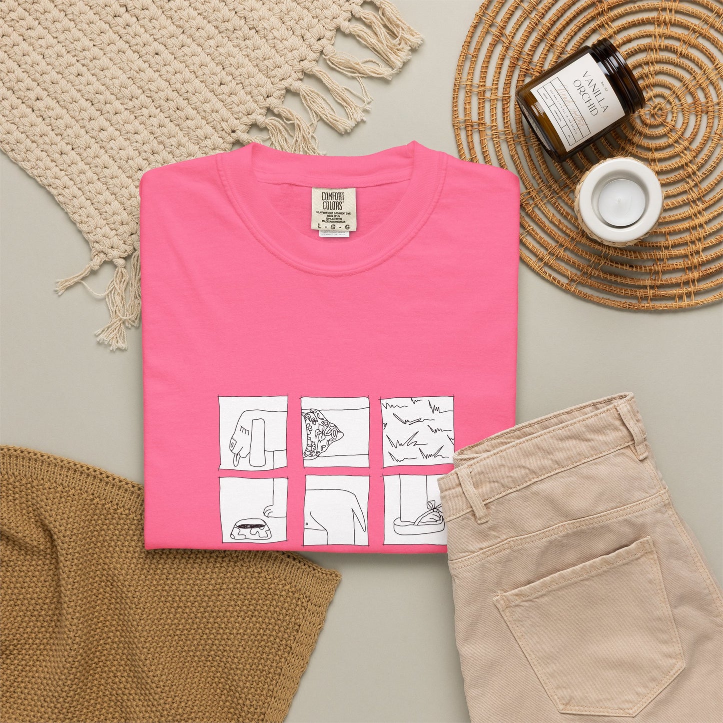 Comic Dog Panel T-Shirt — Line Art Summer puzzle by artist Marie Frederique